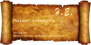Haider Erneszta névjegykártya